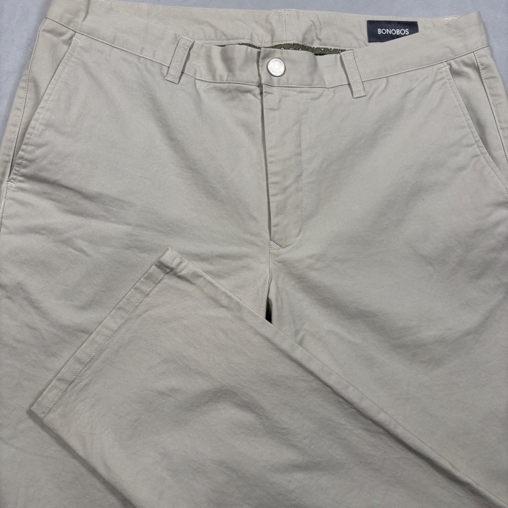 Bonobos Washed Chino Pants Mens 35x32 Khaki Slim Fit Cotton Stretch Trousers